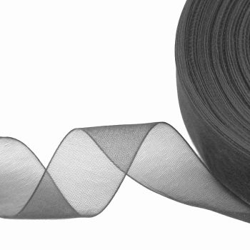 Kado Lint | Organza | Nacht Zwart | 25mm p/5m