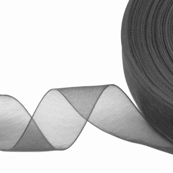 Kado Lint | Organza | Nacht Zwart | 25mm p/5m
