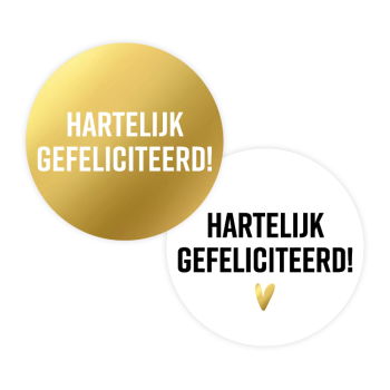 Kado Stickers | Hartelijk gefeliciteerd Goud Wit (10 stuks)