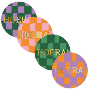 Kado Stickers | Hoera Grid - 4 varianten (12 stuks)