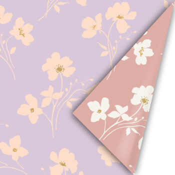 Kadopapier | Classic Flowers Roze - Lila (30cmx3m)