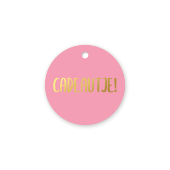 Kadolabel | Cadeautje Zacht Roze Goldfoil (set van 5)