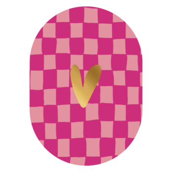 Ansichtkaartje | Hart Grid Pink -roze - Ovaal