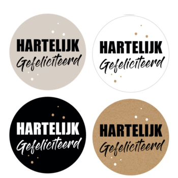 Kado Stickers | Hartelijk Gefeliciteerd Kraft (12 stuks)