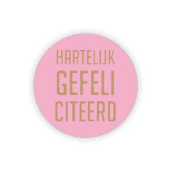 Kado Stickers | Hartelijk Gefeliciteerd Roze (10 stuks)
