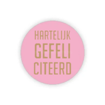 Kado Stickers | Hartelijk Gefeliciteerd Roze (10 stuks)