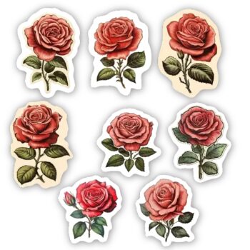 Kado Stickers | Beautyfull Red Roses  (16 stuks)