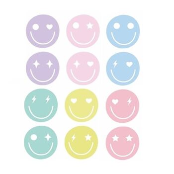 Sluit Stickers | Smiley Soft Pastel (24 stuks)