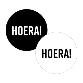 Kado Stickers | Hoera, Zwart Wit   (10 stuks)