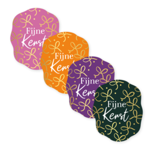 Kado Stickers | Fijne kerst diverse kleuren (12 stuks)
