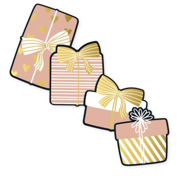 Kado Stickers |  Kadootjes Goud Wit  (12 stuks)