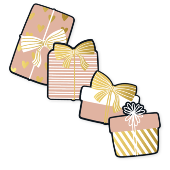 Kado Stickers | Kadootjes Goud Wit (12 stuks)