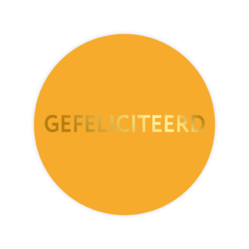 Kado Stickers | Gefeliciteerd, Okergeel Goud (10 stuks)