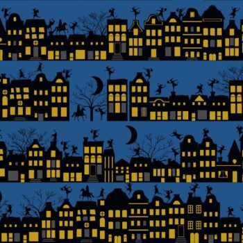 Kadopapier | Sint blauw met huisjes (30cmx3m)