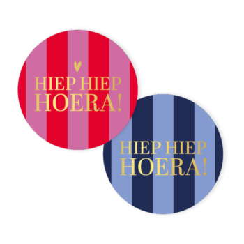 Kado Stickers | Hiep Hiep Hoera Blauw - Rood (10 stuks)