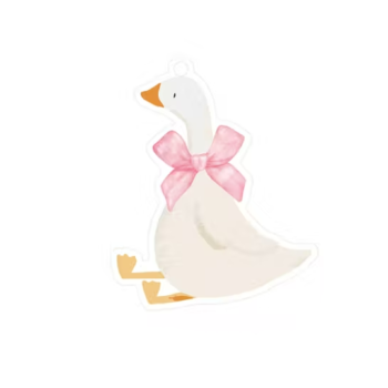 Kadolabel | Goose met roze strik (set van 5)