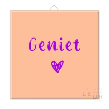 Tegeltje - Geniet hartje Zalm Paars