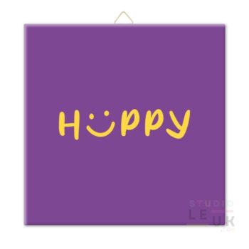 Tegeltje - Happy Paars gele smiley