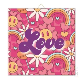 Tegeltje - Hippie Love met smiley