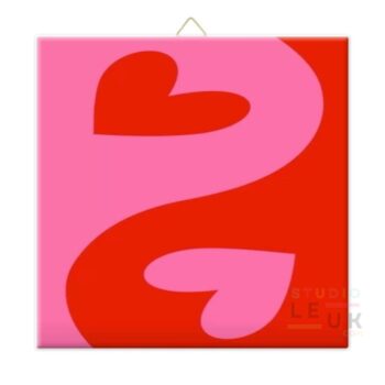 Tegeltje - Yingyang hearts Roze