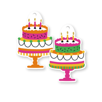Kadolabel | Birthday doodles Cake (set van 5)