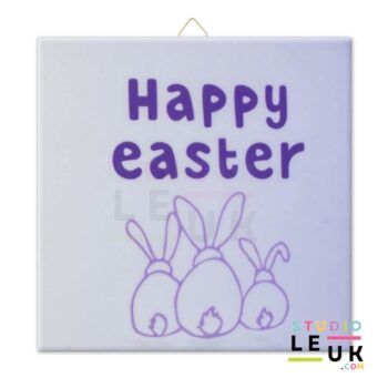 Tegeltje - Happy Easter met konijntjes