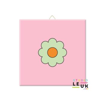 Tegeltje klein - Zacht roze met Bloem