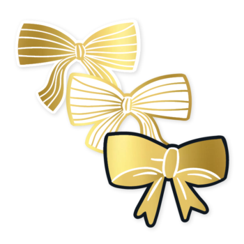 Kado Stickers | Strikjes Wit - Goud (12 stuks)