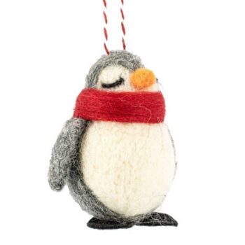 Wollen hangertje pinguin met rode sjaal
