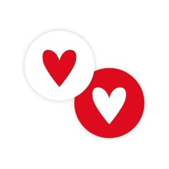 Kado Stickers | Hartjes rood wit (10 stuks)