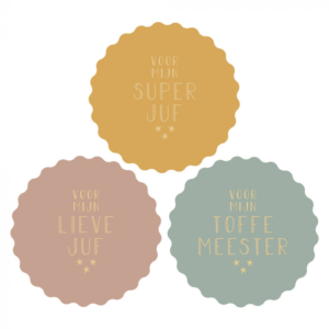 Kado Stickers | Lieve juf, stoere meester mix (12 stuks)