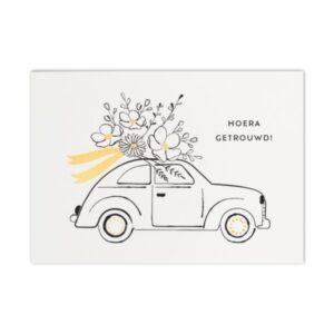 Ansichtkaartje | Hoera, getrouwd Goldfoil