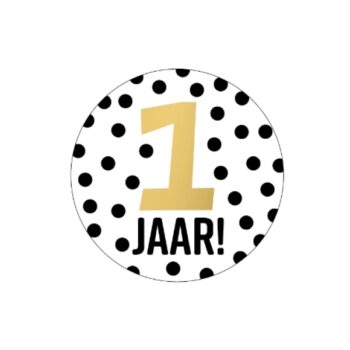 Kado Stickers | Hoera 1 Jaar  gold (10x)