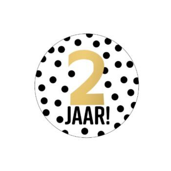 Kado Stickers | Hoera 2 Jaar  gold (10x)