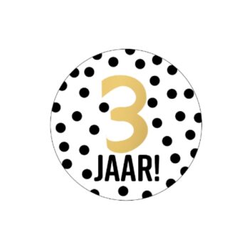 Kado Stickers | Hoera 3 Jaar  gold (10x)