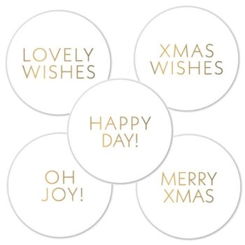 Kado Stickers | Kerst, varia Goud wit (10 stuks)