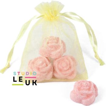 4 mini Amberblokje in zakje - Rozen