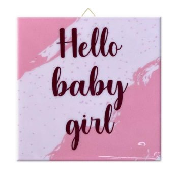 Tegeltje - Hello Baby Girl - Roze