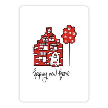Ansichtkaartje | Happy new Home Rood