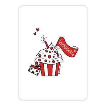 Ansichtkaartje | Hoera Cupcake Rood