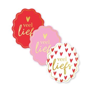 Kado Stickers | Veel Liefs - 3 varianten (12 stuks)